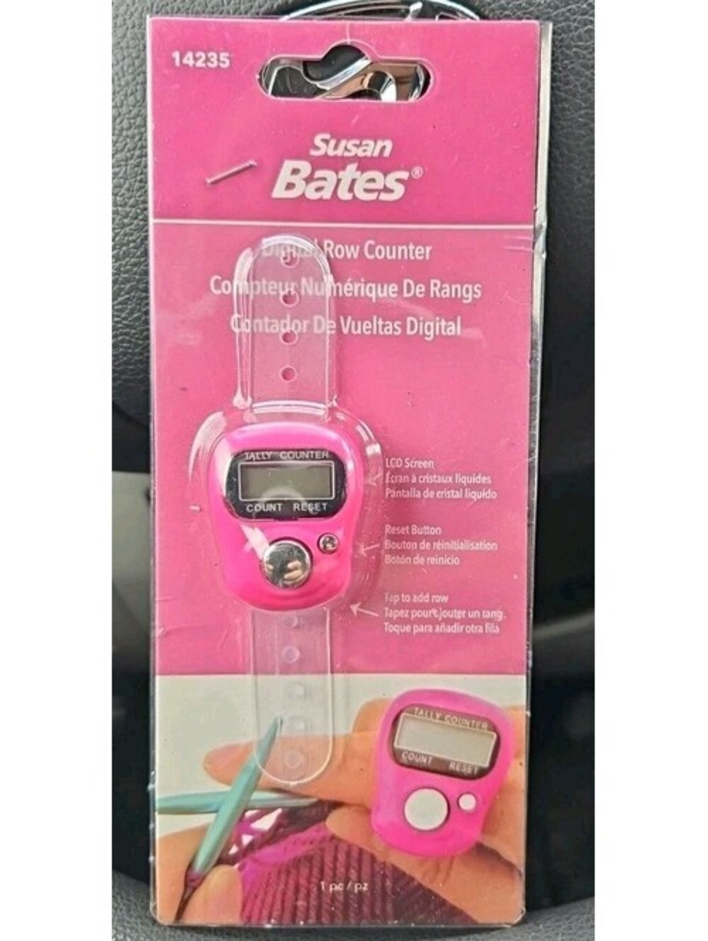 Pink Digital Row Counter with Adjustable Finger Strap for Crocheting and Knit...